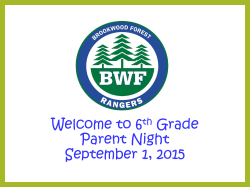 Sixth Grade Parent Night Information