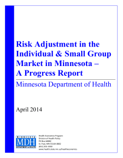 Risk Adjustment in the Individual & Small Group Market in Minnesota - A Progress Report (PDF)