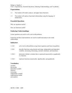 Unit 1 Standards for Bridge to Algebra 2