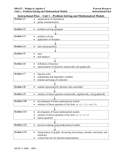 Unit 1 Instructional Flow for Bridge to Algebra 2