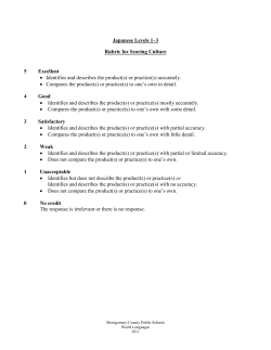 Rubric for Culture, Japanese levels 1-3