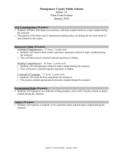 Italian&nbsp;1A Final Exam&nbsp;Information&nbsp;