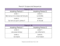 French 1 Scope and Sequence