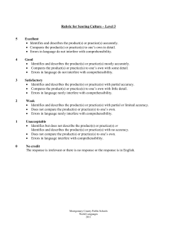 Rubric for Culture, level 3