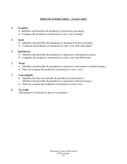 Rubric for Culture, Levels 1 and 2