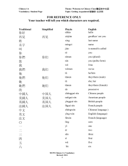 Chinese 1A Vocabulary
