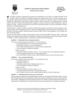 WHAT IS WILLIAM AND MARY? A reference for Parents