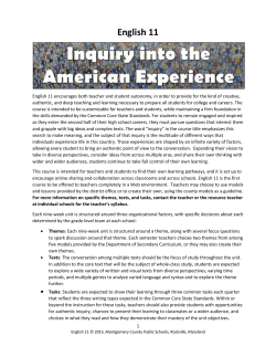 English 11: Inquiry into the American Experience