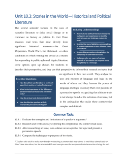 Unit 3: Stories in the World—Historical and Political Literature 