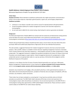 Health Advisory: Listeria Exposure from Parker's Farm Products (PDF)
