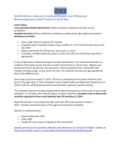 Health Advisory: Laboratory-Confirmed Measles Case in Minnesota (PDF)