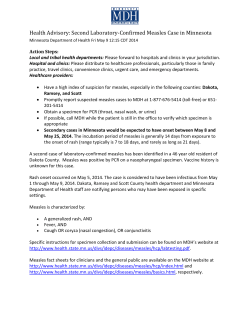 Health Advisory: Second Laboratory-Confirmed Measles Case in Minnesota (PDF)