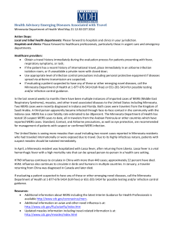 Health Advisory: Emerging Diseases Associated with Travel (PDF)