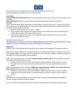 Health Advisory: New WHO Polio Vaccination Requirement for Travel (PDF)