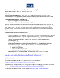 Health Advisory: Safe Practices for Blood Glucose Screening Events (PDF)
