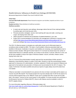 Health Advisory: Influenza in Health Care Settings (#1502340) (PDF)