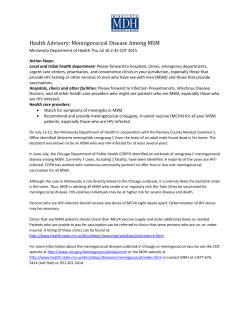 Health Advisory: Meningococcal Disease Among MSM (PDF)