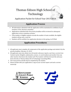Thomas Edison HS of Technology application for all other programs in Construction Trades, Automotive Technology, Auto Body, and Information Technology - Network Operations
