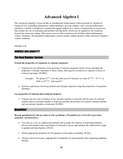 Advanced Algebra I