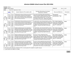 Lesson Plans for May 2 - 6th