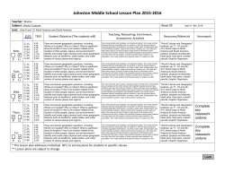 Lesson Plans for 4/4 - 4/8