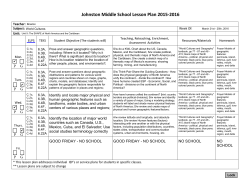 Lesson Plans for 3/21 - 3/25