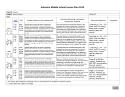 Lesson Plans for 2/29 - 3/4
