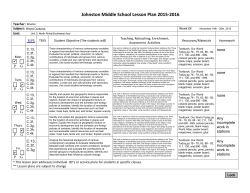 Lesson Plans for 11/16 - 11/20