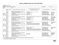 Lesson Plans Feb,1-5,2016