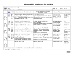 Lesson Plan 3/21 - 3/25