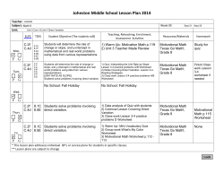 Lesson Plans 9/21 - 9/25