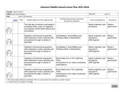 Lesson Plans Week of August 24