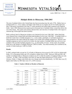 Multiple Births in Minnesota, 1980-2003 - June 2005 (PDF: 129KB/5 pages)