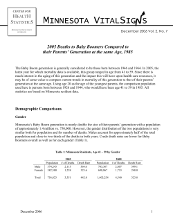 Deaths to Baby Boomers in 2005 Compared to Parents' Generation in 1985-December 2006 (PDF: 323KB/5 pages)