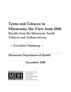 Teens and Tobacco in Minnesota, the View from 2008: Executive Summary (PDF 193KB/8 pages)