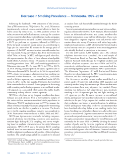 Decrease in Smoking Prevalence &mdash; Minnesota, 1999&ndash;2010, MMWR (PDF 191 KB/4 pages)