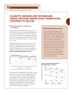 Cigarette Smoking and Secondhand Smoke Exposure Among Adult Minnesotans Continues to Decline (PDF 1146KB/4 pages)