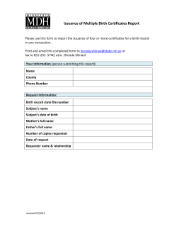 Issuance of Multiple Birth Certificates Report
