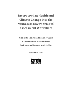 Incorporating Health and Climate Change into the Minnesota Environmental Assessment Worksheet (PDF: 406KB/42 pages)