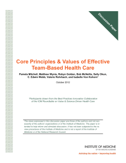 Core Principles Values of Effective Team-Based Health Care (PDF)