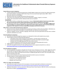 Mercury Levels in Newborns Study Information for Health Care Providers (PDF: 136KB/2 pages)