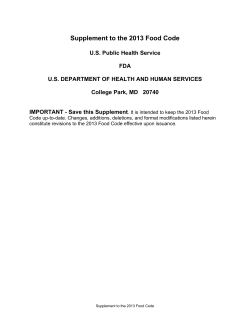 Supplement to the 2013 FDA Food Code