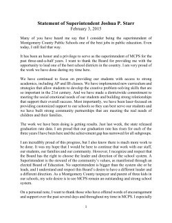 Remarks to media from Superintendent Joshua Starr