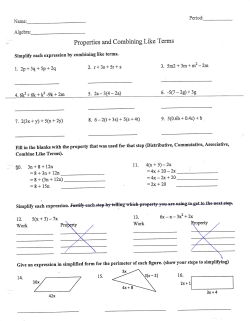 Properties and Combining Like Terms ws