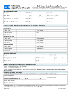 Birth Record Amendment Application (Interactive PDF: 346KB/2 pages)