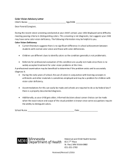 Color Vision Advisory Letter (PDF) Revised 1/2016