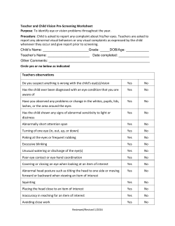 Teacher and Child Vision Pre-Screening Worksheet (PDF) Revised 1/2016