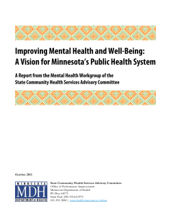 Improving Mental Health and Well-Being: A Vision for Minnesota's Public Health system (PDF)
