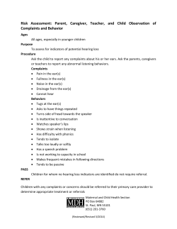 Observed Complaints and Behaviors