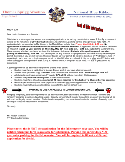 Junior 2016 Parking Permit Application